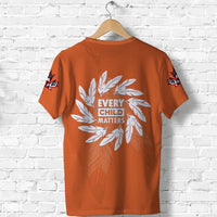 Orange Shirt Day Maple Leaf and Feathers T Shirt Every Child Matters LT13 - Wonder Print Shop