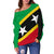 Saint Kitts and Nevis Off Shoulder Sweater Saint Kitts and Nevis Flag Style LT13 - Wonder Print Shop
