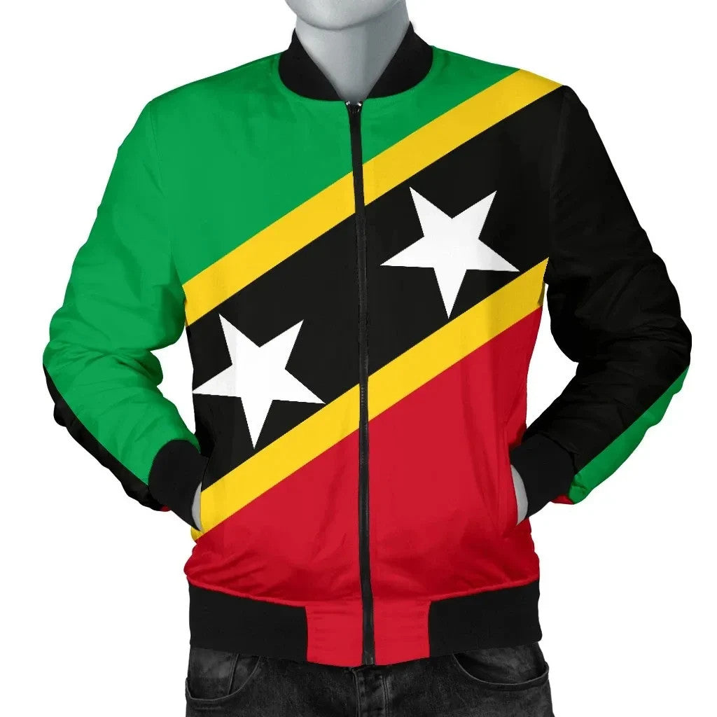 Saint Kitts and Nevis Bomber Jacket Saint Kitts and Nevis Flag Style LT13 - Wonder Print Shop