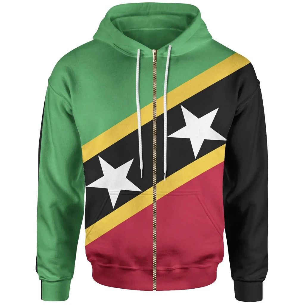 Saint Kitts and Nevis Zip Hoodie Saint Kitts and Nevis Flag Style LT13 - Wonder Print Shop