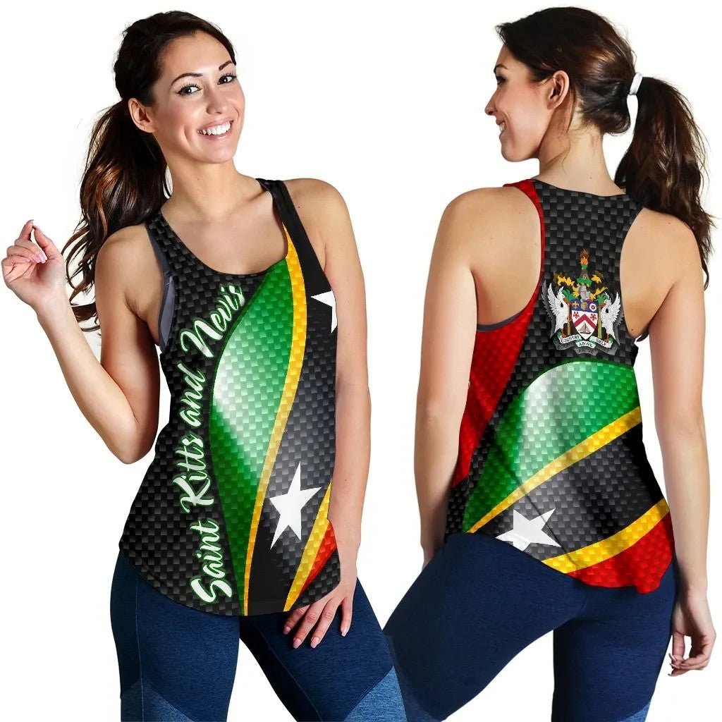 Saint Kitts and Nevis Women Racerback Tank Saint Kitts and Nevis Flag LT13 - Wonder Print Shop