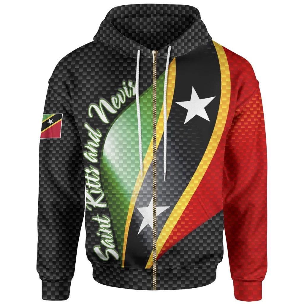 Saint Kitts and Nevis Zip Hoodie Saint Kitts and Nevis Flag LT13 - Wonder Print Shop