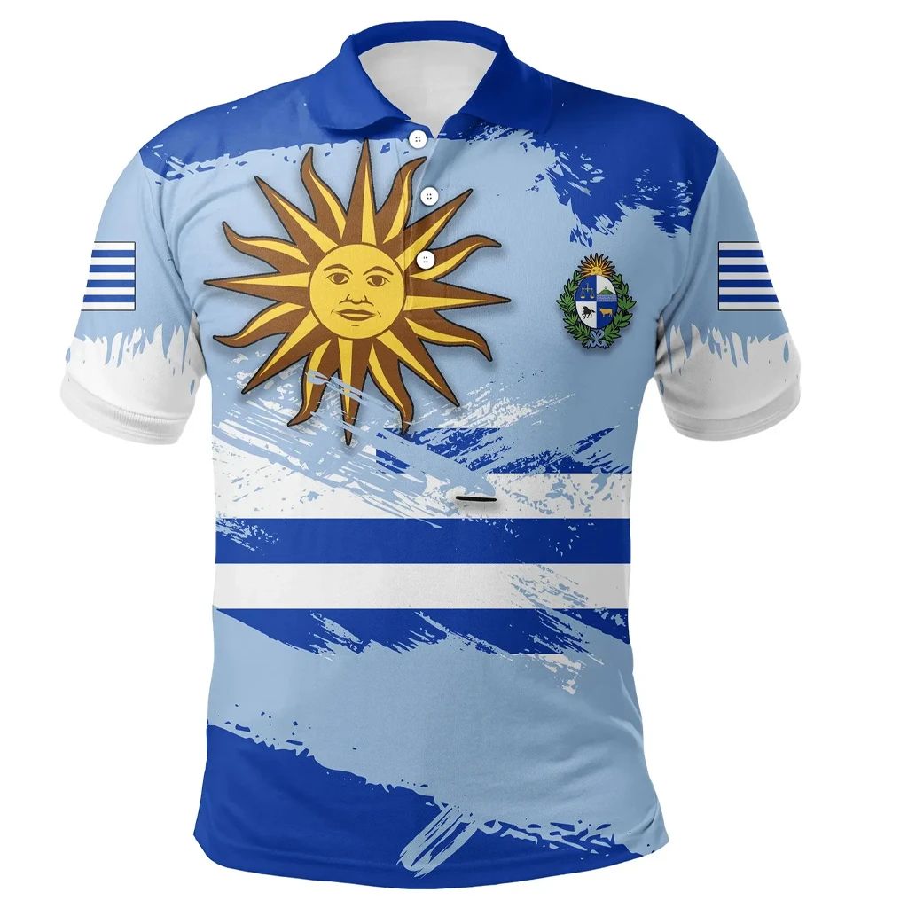 Uruguay Polo Shirt Flag Brush LT13 - Wonder Print Shop