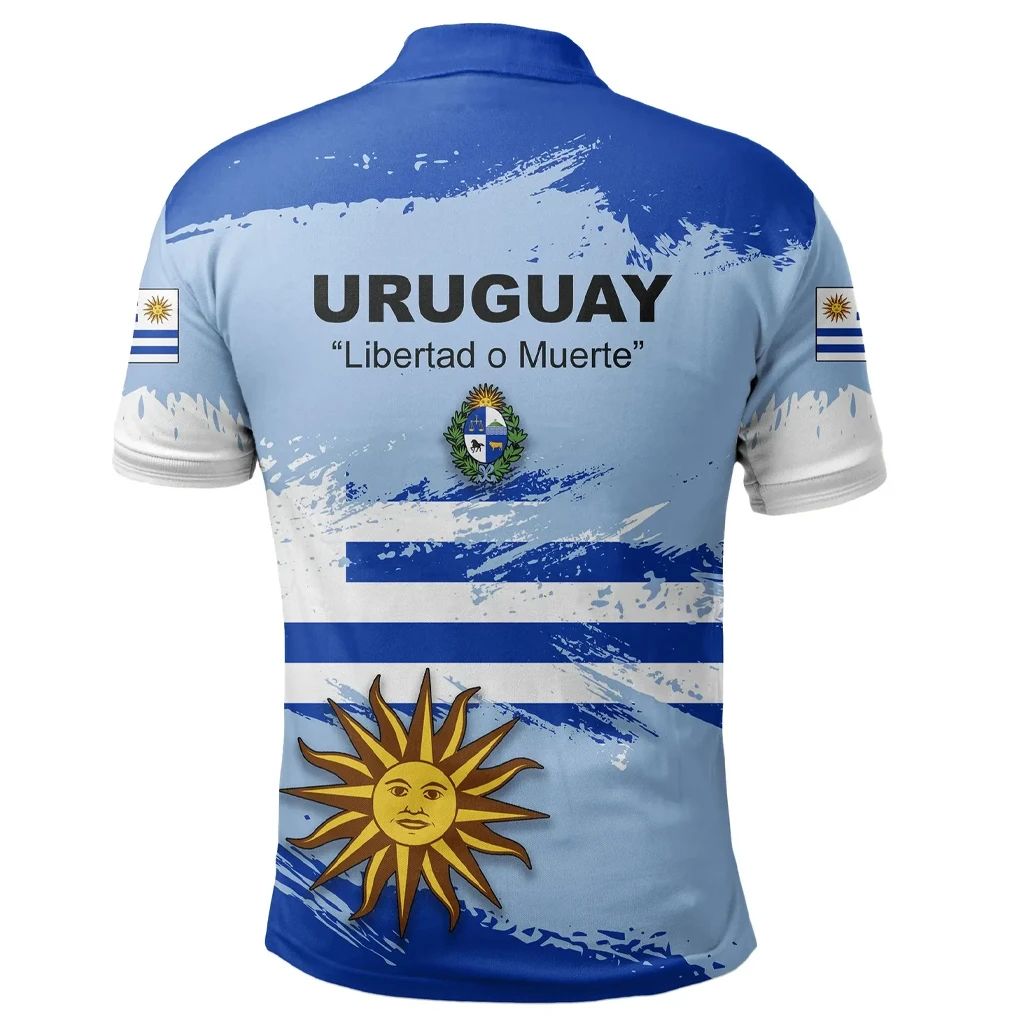Uruguay Polo Shirt Flag Brush LT13 - Wonder Print Shop