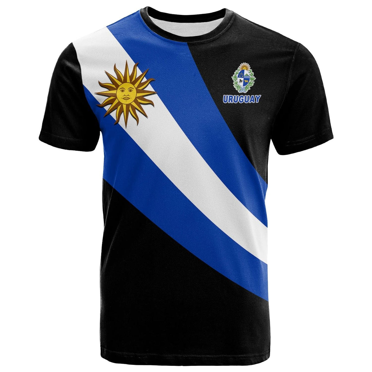 Uruguay T Shirt Flag Version Black LT13 - Wonder Print Shop