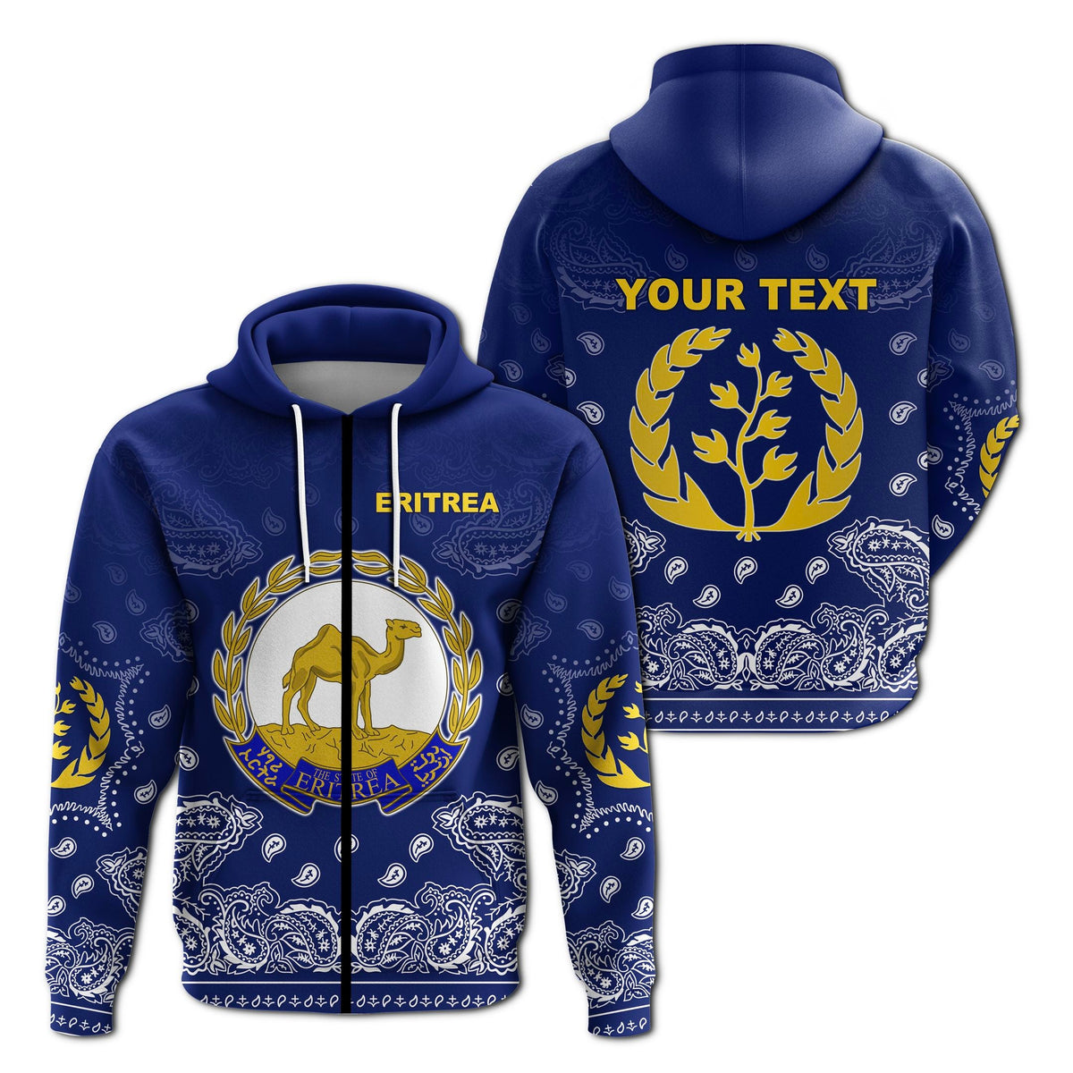 Custom Eritrea Zip Hoodie Mix Pattern Paisley LT13 - Wonder Print Shop