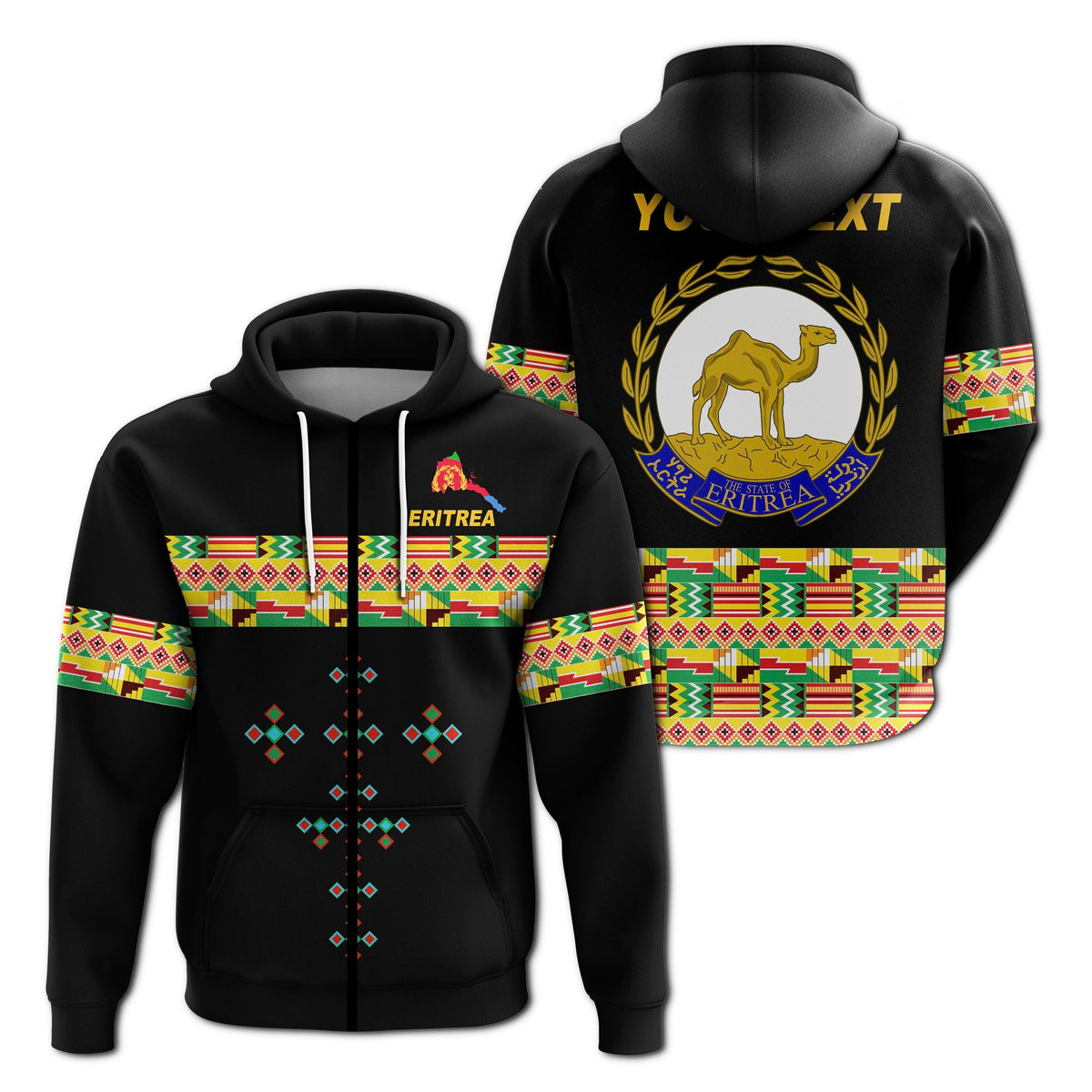 Custom Eritrea Zip Hoodie Mix Eritrea Cross LT13 - Wonder Print Shop
