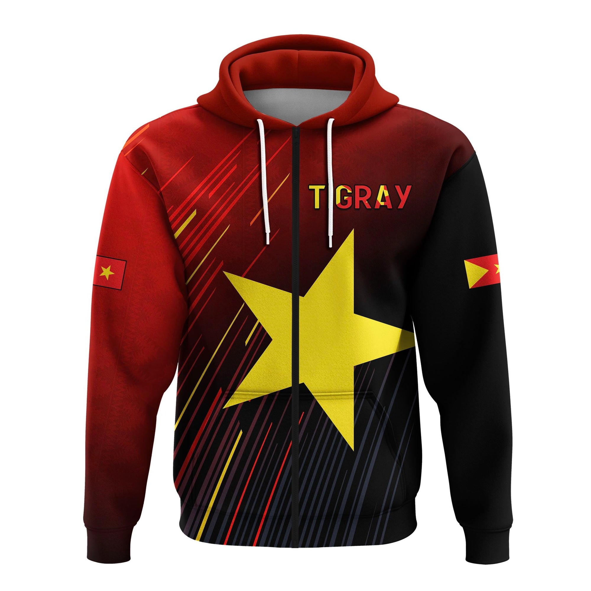 Proud Tigray Zip Hoodie African Pattern LT13 - Wonder Print Shop