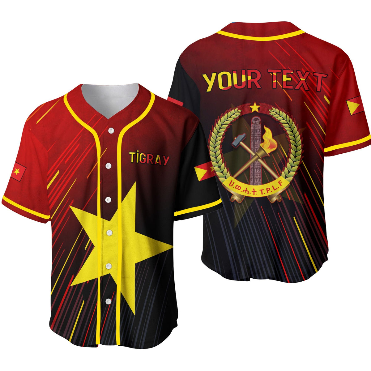 (Custom Personalised) Proud Tigray Baseball Jersey African Pattern LT13 - Wonder Print Shop