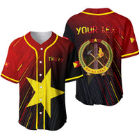 Custom baseball jersey, black/red with yellow trim, front print 'TIGRAY' and star