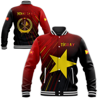 (Custom Personalised) Proud Tigray Baseball Jacket African Pattern LT13 - Wonder Print Shop