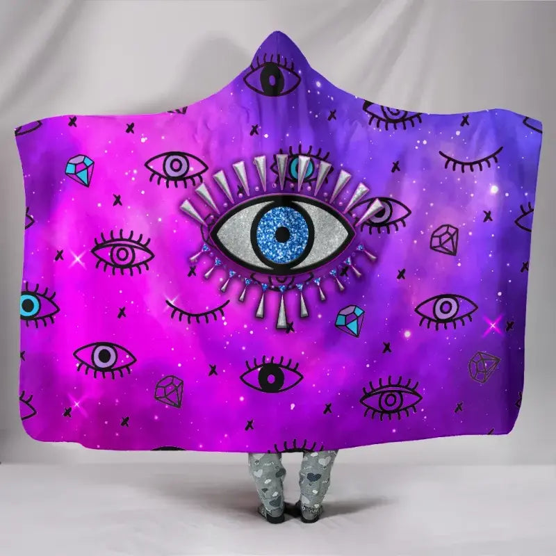 hooded-blanket-evil-eye-hooded-blanket-simple-style-pink