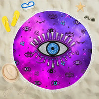 Beach Blanket - Evil Eye Beach Blanket Simple Style - Pink LT8 - Wonder Print Shop