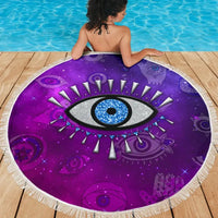Beach Blanket - Evil Eye Beach Blanket Universe Style LT8 - Wonder Print Shop