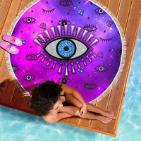 Beach Blanket - Evil Eye Beach Blanket Simple Style - Pink LT8 - Wonder Print Shop