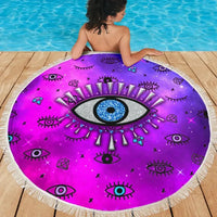 Beach Blanket - Evil Eye Beach Blanket Simple Style - Pink LT8 - Wonder Print Shop