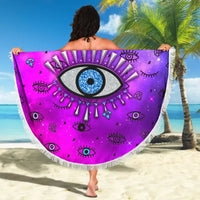 Beach Blanket - Evil Eye Beach Blanket Simple Style - Pink LT8 - Wonder Print Shop