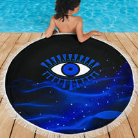 Beach Blanket - Evil Eye Beach Blanket Original Style - Blue LT8 - Wonder Print Shop