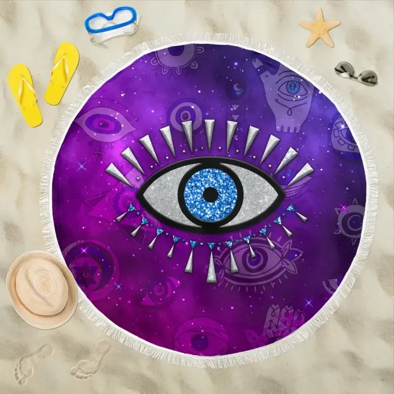 Beach Blanket - Evil Eye Beach Blanket Universe Style LT8 - Wonder Print Shop