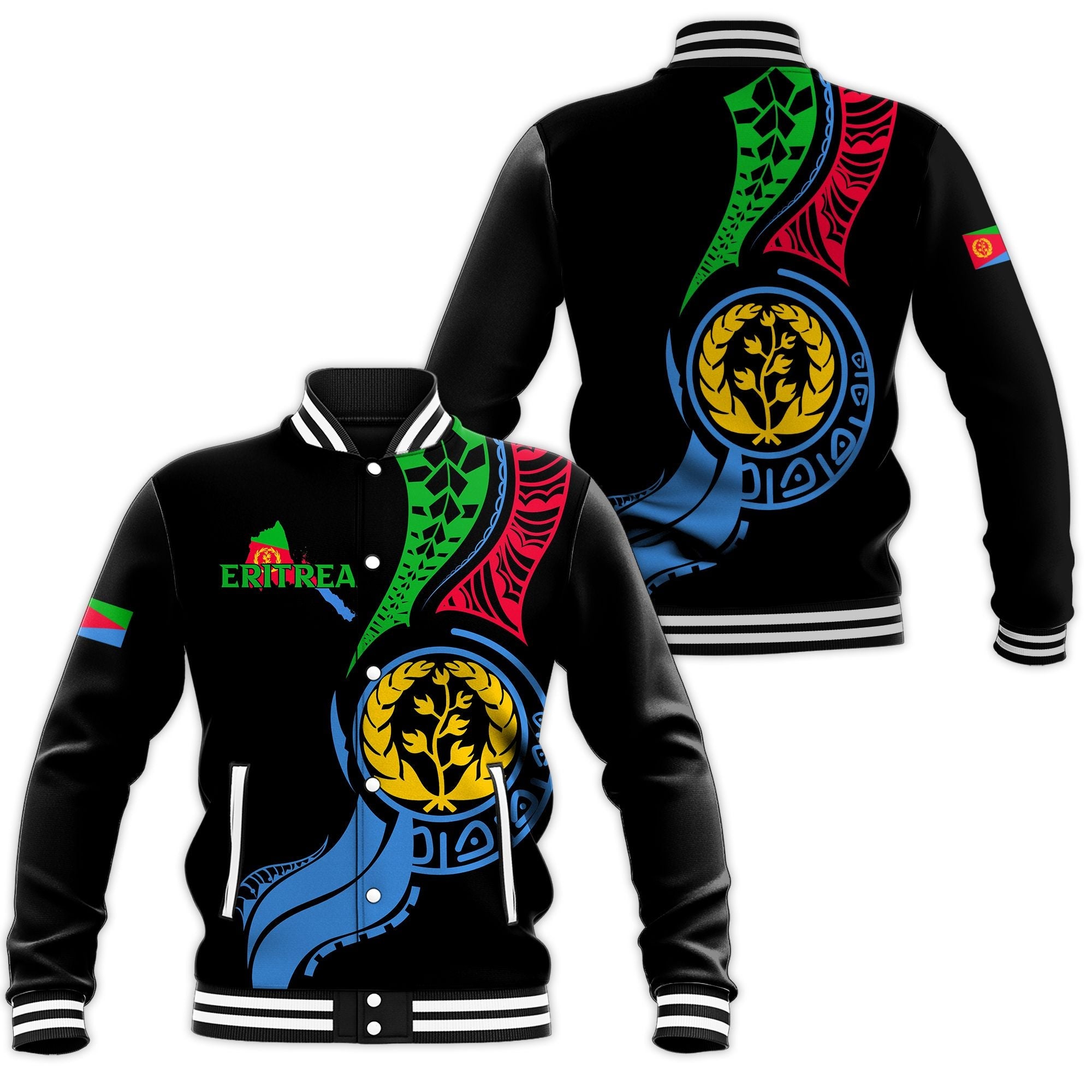 Eritrea Baseball Jacket - Flag Map LT12 - Wonder Print Shop