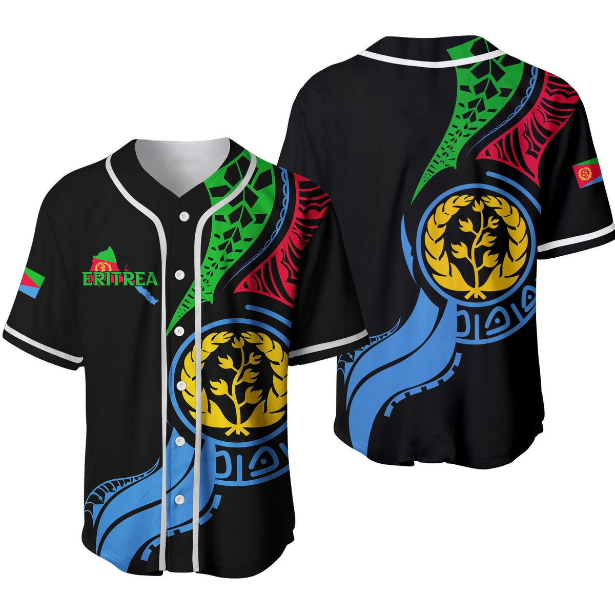Eritrea Baseball Jersey - Flag Map LT12 - Wonder Print Shop