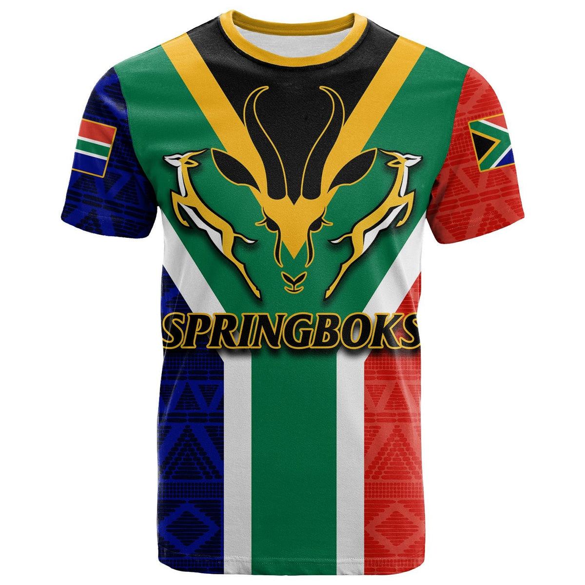 South Africa Springboks Mix African Patterns T Shirt LT20 - Wonder Print Shop