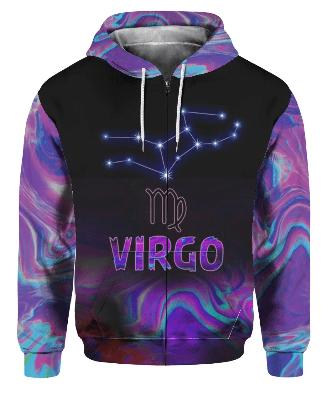 Virgo Zodiac Zip Hoodie Galaxy LT13 - Wonder Print Shop