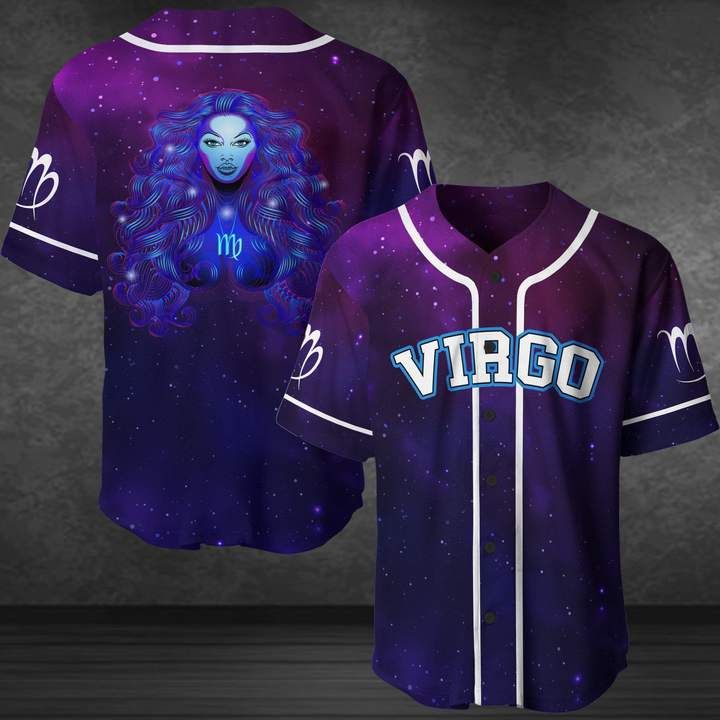 Virgo Zodiac Baseball Jersey Galaxy LT13 - Wonder Print Shop