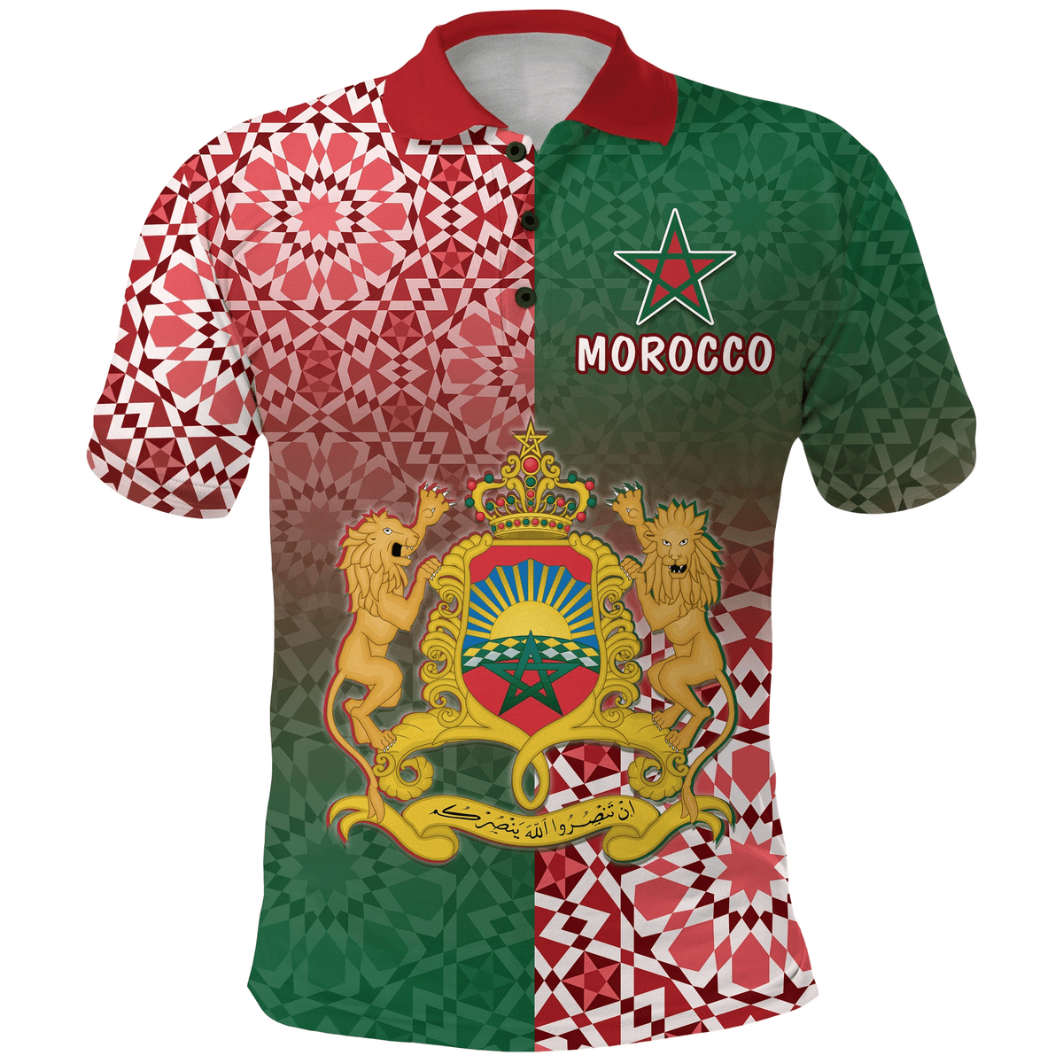 Custom Morocco Polo Shirt Pattern Coat Of Arms LT13 - Wonder Print Shop