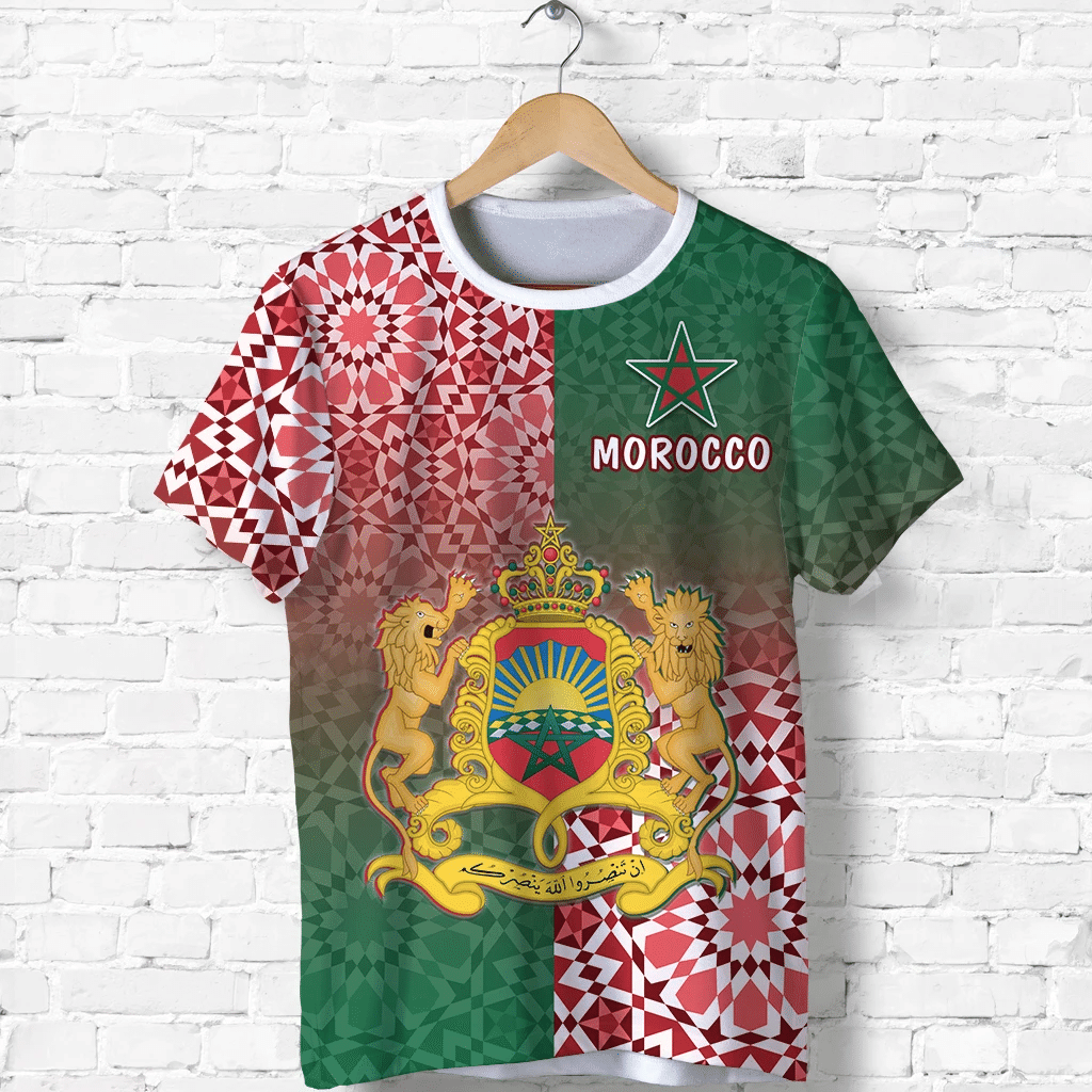 Morocco Pattern T Shirt Coat Of Arms LT13 - Wonder Print Shop