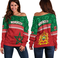 Morocco Pattern Off Shoulder Sweater Coat Of Arms LT13 - Wonder Print Shop