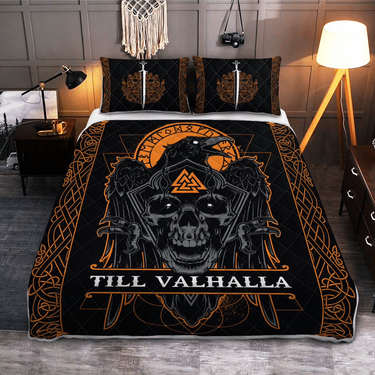 Viking Quilt Bed Set - Viking Raven - Till Valhalla - Viking Quilt Bedding Set RLT12 - Wonder Print Shop