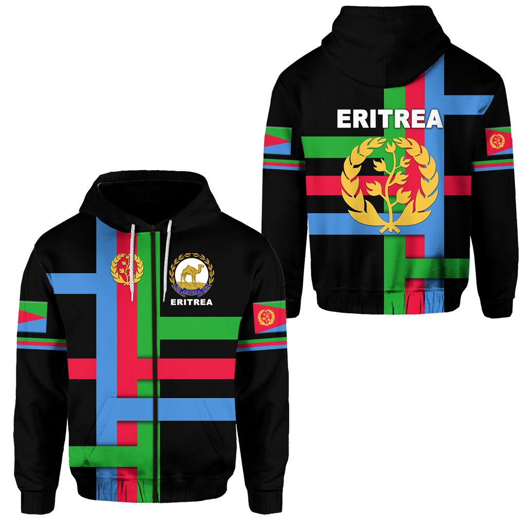 Eritrea Zip Hoodie Flag Vibes Black LT8 - Wonder Print Shop