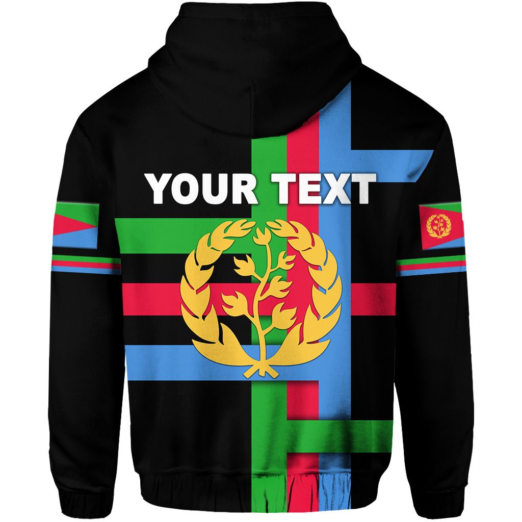 Custom Eritrea Zip Hoodie Flag Vibes Black LT8 - Wonder Print Shop