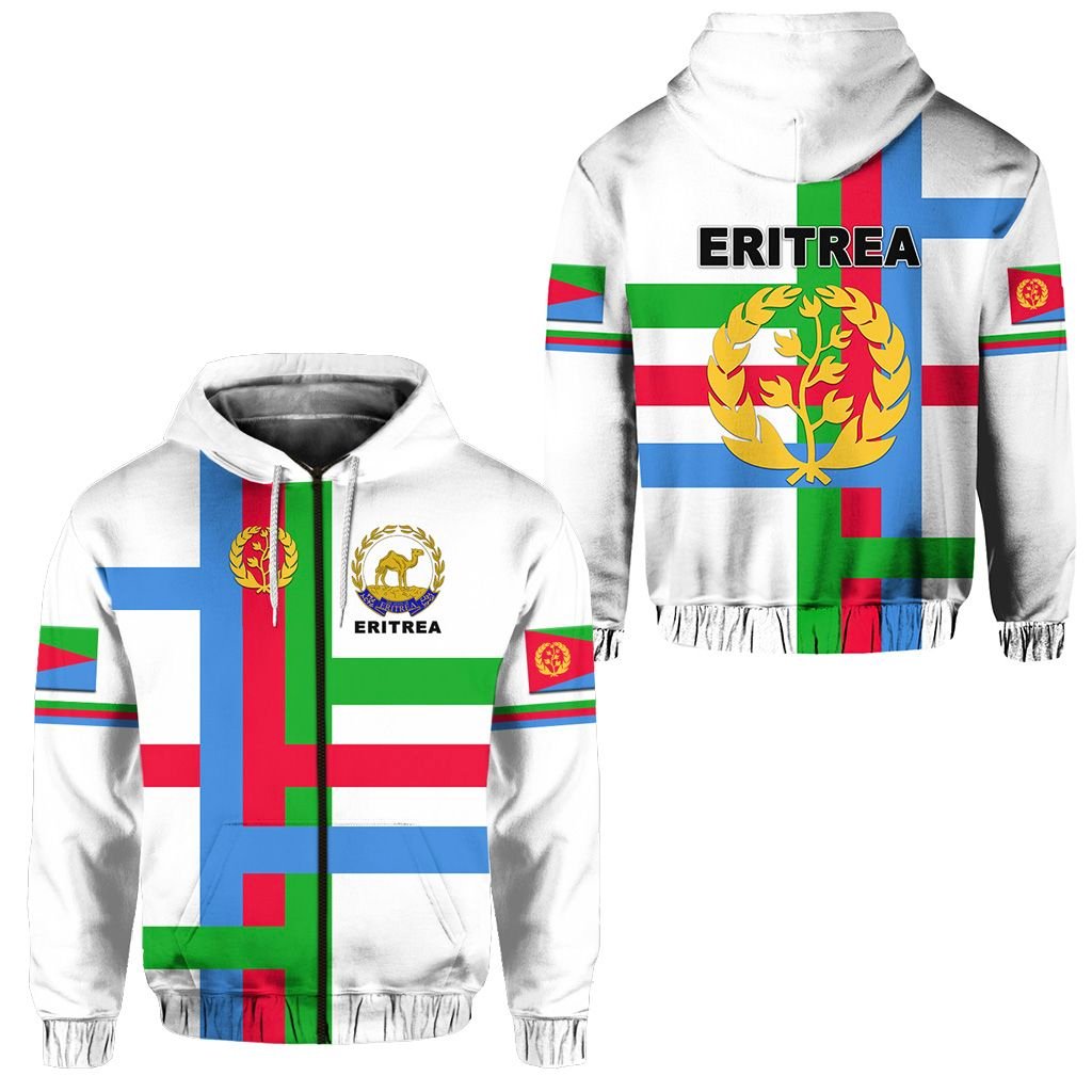Eritrea Zip Hoodie Flag Vibes White LT8 - Wonder Print Shop