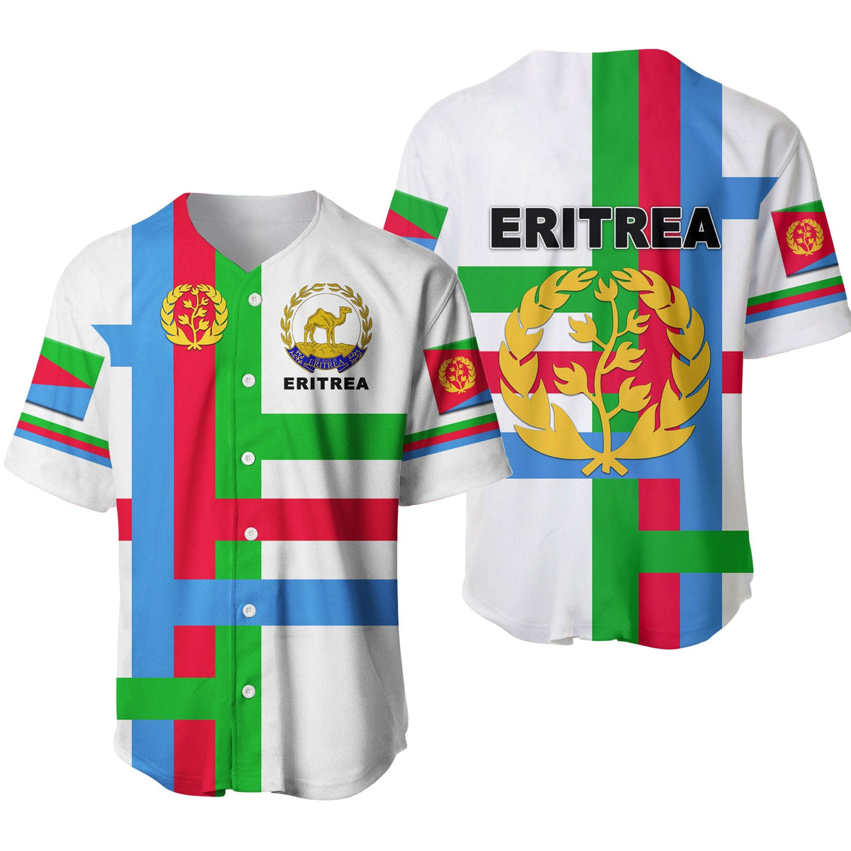 Eritrea Baseball Jersey Flag Vibes - White LT8 - Wonder Print Shop