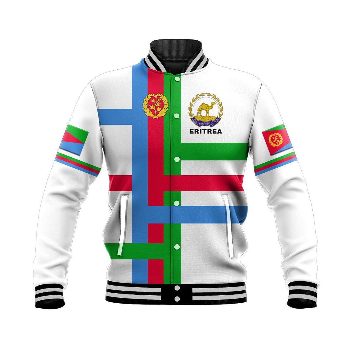 Eritrea Baseball Jacket Flag Vibes - White LT8 - Wonder Print Shop