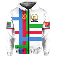 Custom Eritrea Zip Hoodie Flag Vibes White LT8 - Wonder Print Shop