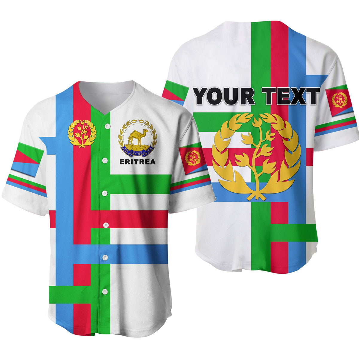 (Custom Personalised) Eritrea Baseball Jersey Flag Vibes - White LT8 - Wonder Print Shop
