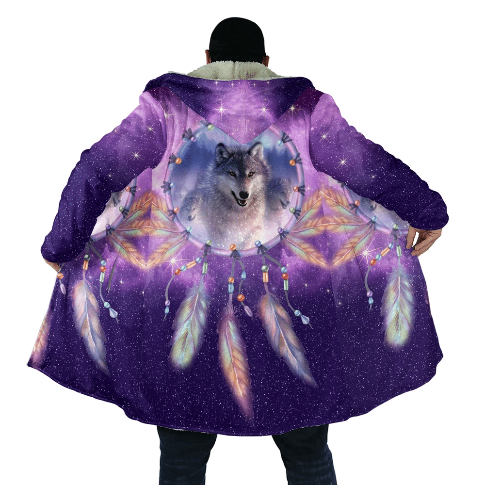 aborigine-style-3d-all-over-printed-gray-wolf-dreamcatcher-galaxy-purple-hooded-coat