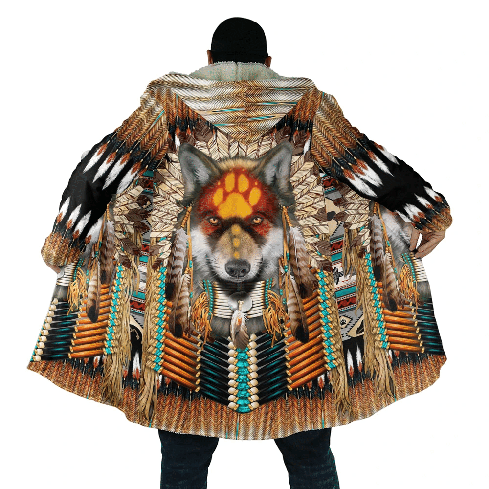 aborigine-style-3d-all-over-printed-red-gray-wolf-with-footprint-hooded-coat