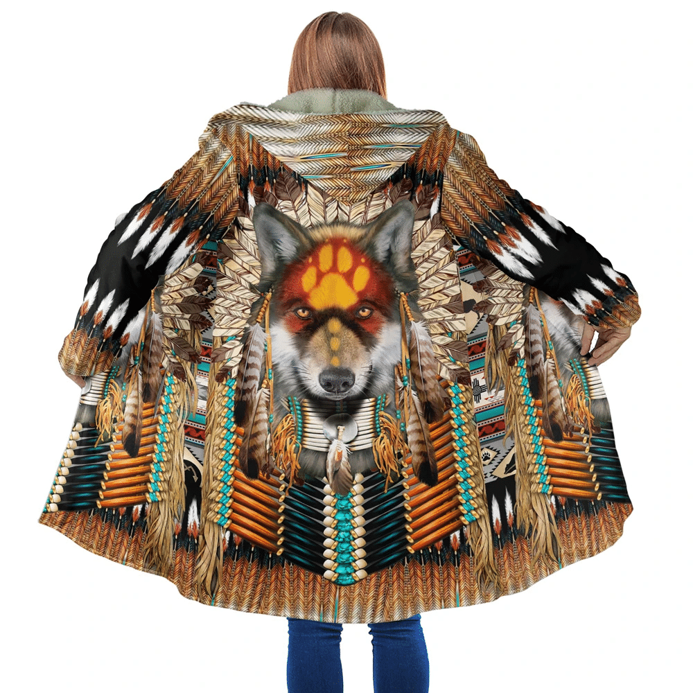 aborigine-style-3d-all-over-printed-red-gray-wolf-with-footprint-hooded-coat