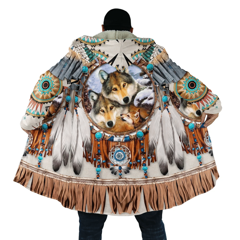 aborigine-style-3d-all-over-printed-red-wolves-family-dreamcatcher-hooded-coat