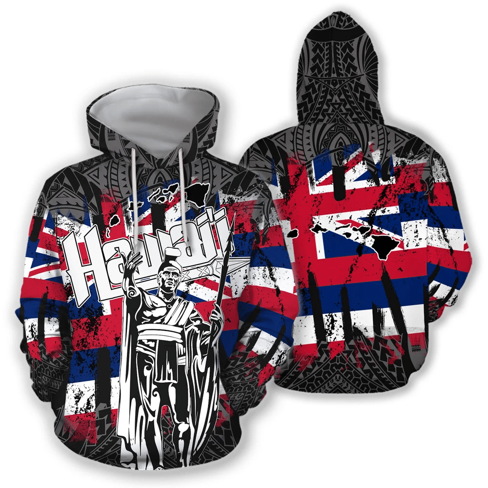 Native American King Kamehameha Flag Hoodie - Wonder Print Shop