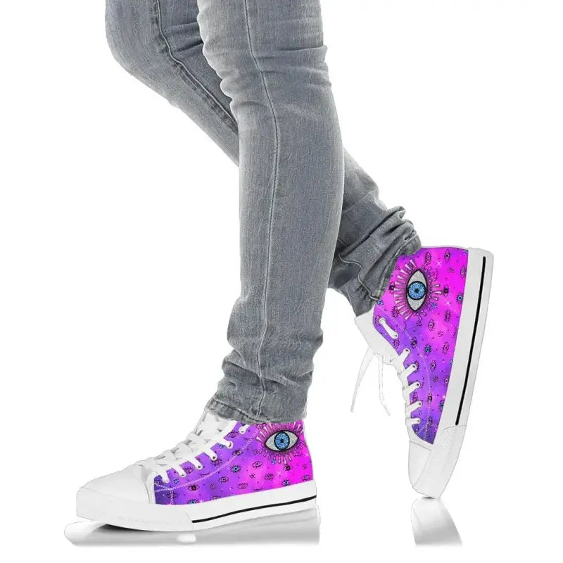 footwear-evil-eye-high-top-shoe-simple-style-pink