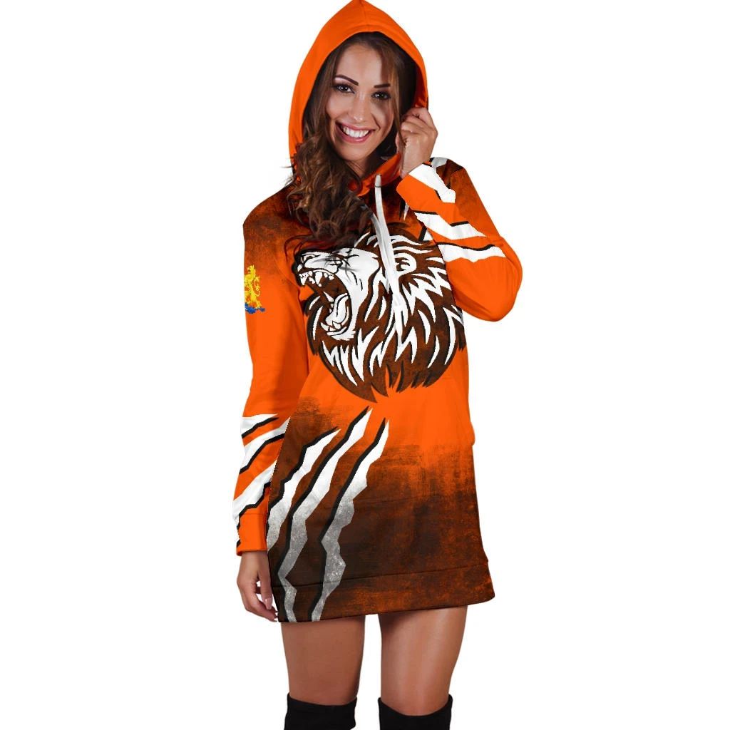 Netherlands Hoodie Dress Lion Attack RLT7 - Wonder Print Shop