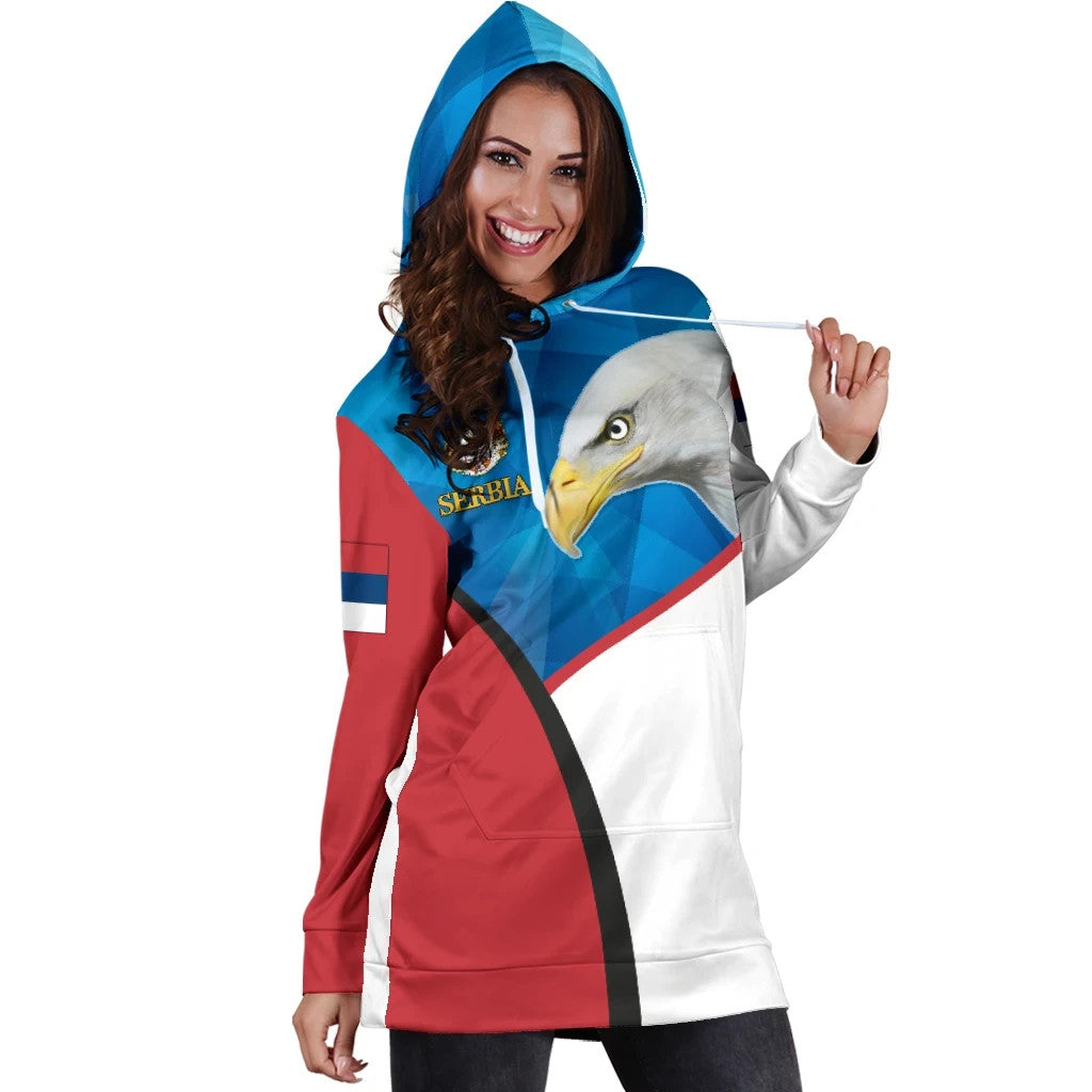 Serbia Women Hoodie Dress White Eagle Version RLT7 - Wonder Print Shop
