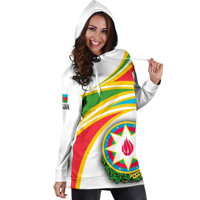 Azerbaijan (White) N Flag Hoodie Dress RLT8 - Wonder Print Shop