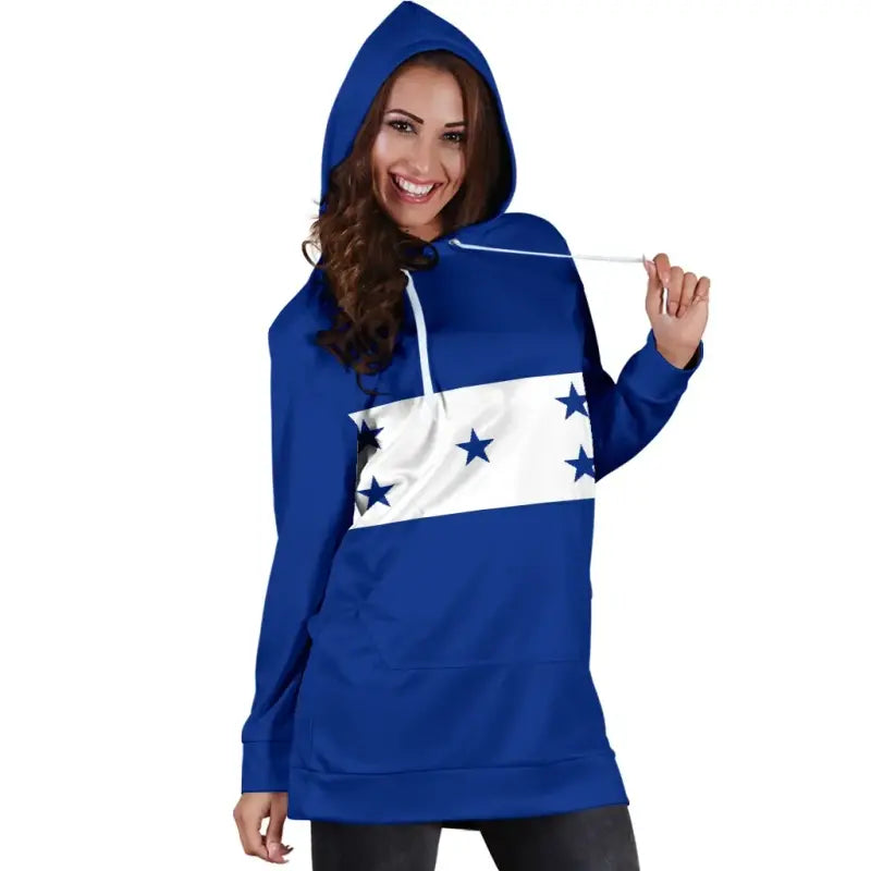 Honduras Flag with Coat of Arms Hoodie Dress RLT8 - Wonder Print Shop