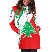 Lebanon Personalised Women's Hoodie Dress - Lebanon Flag Polygon Style24 RLT6 - Wonder Print Shop